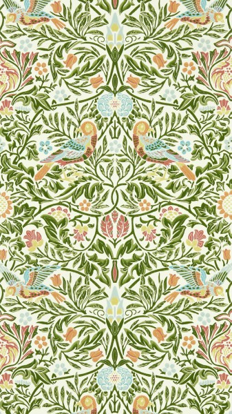wallpaper flying and sitting birds green MEWW217192