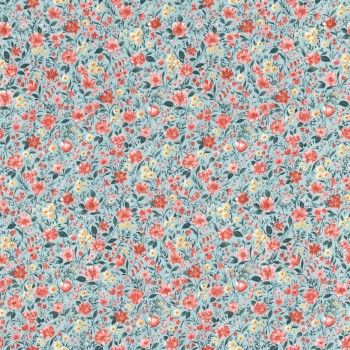 Tapete Blumenwiese Blüten pastellfarben hellblau altrosa 288383