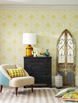 blumenartige Formen creme Tapete Sanderson Caspian DCPW216756