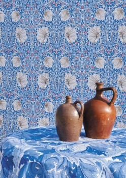 Tapete große und kleine Blumen blau MSIM217062