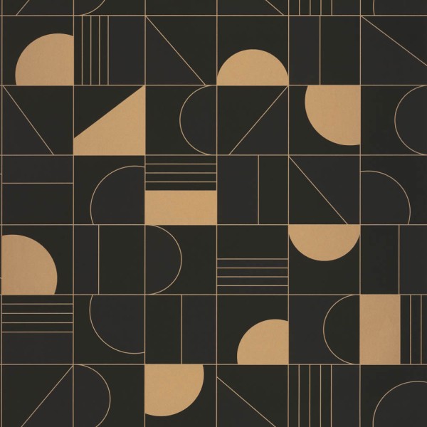 Glittering details black and gold non-woven wallpaper Caselio - Labyrinth Texdecor LBY102109026