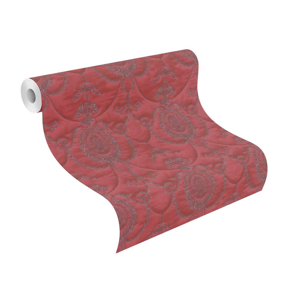 Red vinyl wallpaper ornament pattern Trianon 13 Rasch 570861