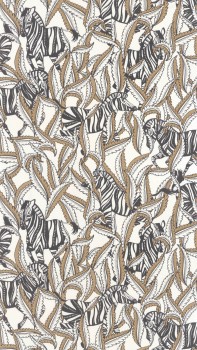 Blätter Zebra schwarz weiß Vliestapete Caselio - Moonlight 2 Texdecor MLGT104299988