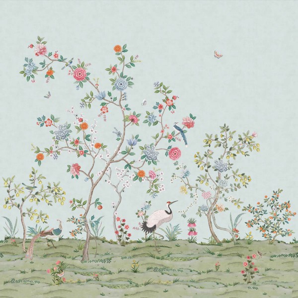 bird optics pastel green mural Wallpower Favorites Eijffinger 309133