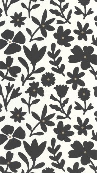 Grafische Blumen Blätter weiß Tapete Caselio - Moonlight 2 MLGT104340914