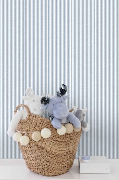 Vorschau: Musterstück Streifen Vliestapete Blau-Weiß Vorschau: Musterstück Streifen Vliestapete Blau-Weiß