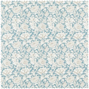 Dekostoff Blumen und Blattranken blau MSIM226912