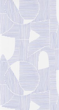 Symetrische Linien Weiß und blau Vliestapete Casadeco - Gallery GLRY86126320