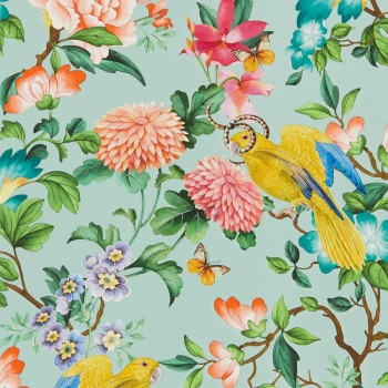 Vliestapete große und kleine Blüten grün W0130-03