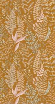 Ocher wallpaper natural motifs Caselio - La Foret Texdecor FRT102922347