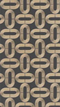 Gebogene Linien schwarz Tapete Caselio - Moonlight 2 Texdecor MLGT104239219