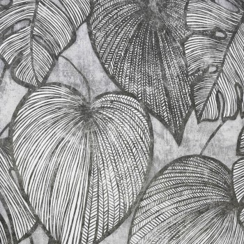Golden shiny monstera leaves non-woven wallpaper black Julie Feels Home Hohenberger 26939-HTM