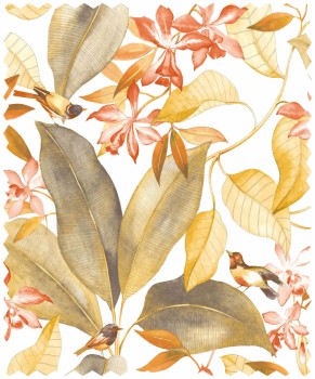 Stoff orange Blumenmuster Delicacy 85449555