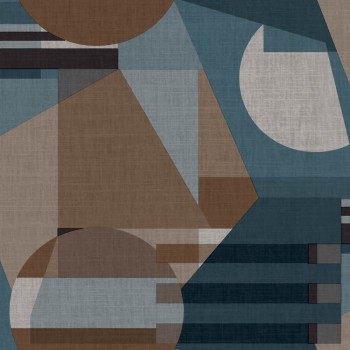 Dreiecke und Quadrate Vinyltapete braun, grün und beige Materika Rasch Textil 229939
