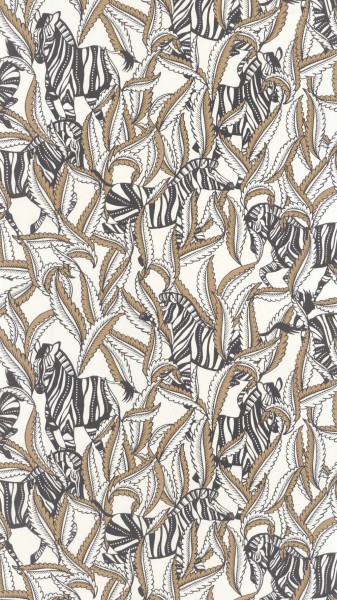 Blätter Zebra schwarz weiß Vliestapete Caselio - Moonlight 2 Texdecor MLGT104299988