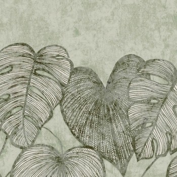 Sage green twein wall mural leaves Julie Feels Home 26973-HTM
