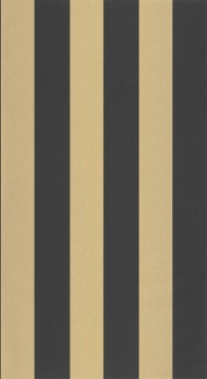 Matt und glänzende Streifen schwarz gold Vliestapete Caselio - Moonlight 2 MLGT104029329