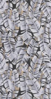 Naturmuster Vliestapete schwarz und grau Casadeco - Botanica Texdecor BOTA85949852