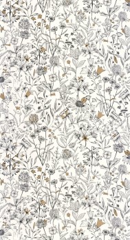 Blumenmuster mit Goldakzenten weiß Tapete Caselio - Moonlight 2 Texdecor MLGT103000215