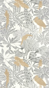 Grafische Blätter Pflanzen weiß Tapete Caselio - Moonlight 2 Texdecor MLGT104269911