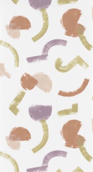 Small semicircles non-woven wallpaper white colorful Casadeco - Gallery Texdecor GLRY86135124