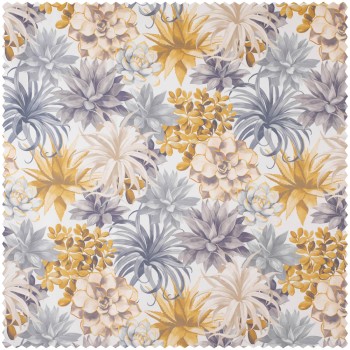 Blumenmuster Dekostoff weiß gelb und grau Casadeco - Botanica BOTA86111457