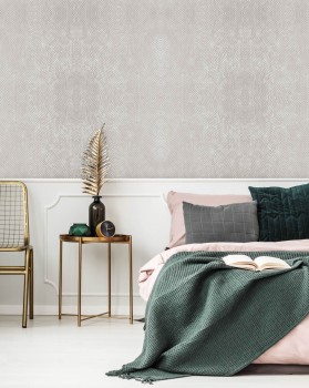 Graue Vliestapete schimmernde Fadenoptik Slow Living Hohenberger 64646-HTM