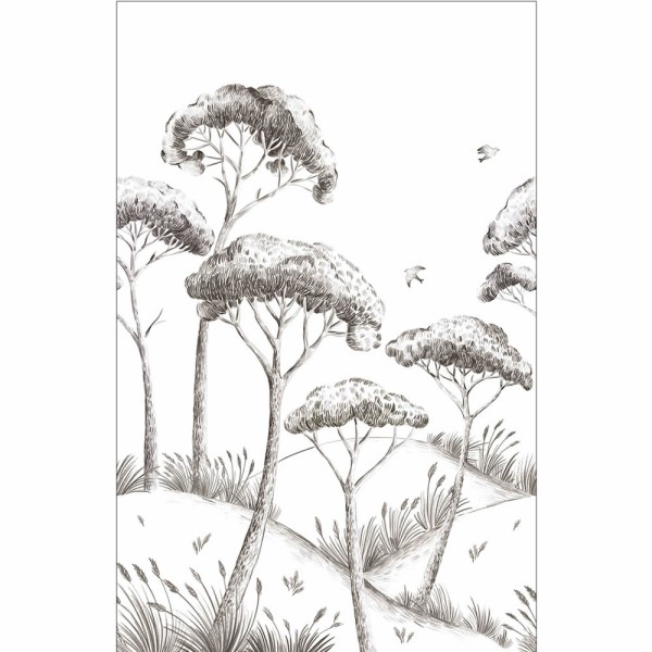 trees birds black white mural Caselio - Moonlight 2 Texdecor MLGT104170967