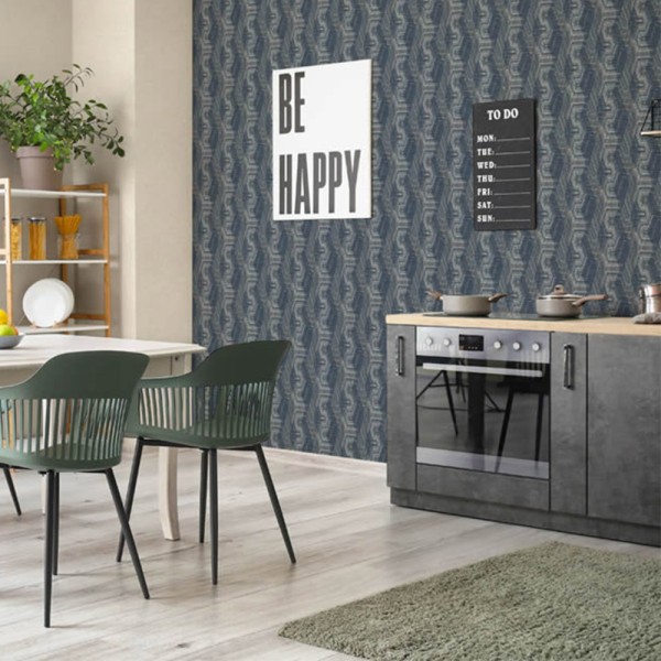 non-woven wallpaper African pattern dark blue 751949