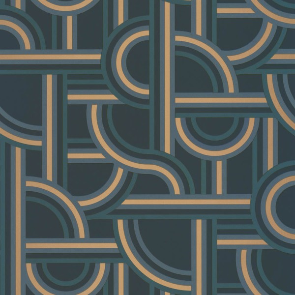 Dynamic shapes dark blue and gold wallpaper Caselio - Labyrinth Texdecor LBY102126021