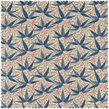 Dekostoff Bambusblätter und kleine Blumen creme DCMF226687