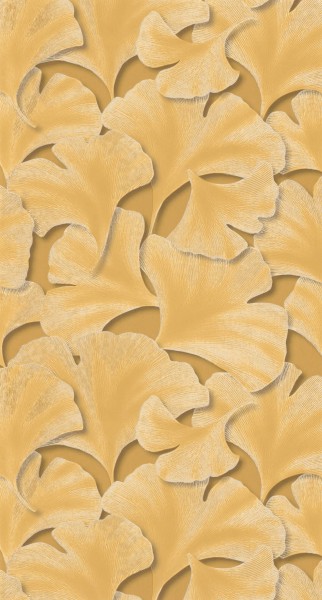 Große Ginkgo Blätter Tapete ocker Casadeco - Ginkgo Texdecor GINK86242322