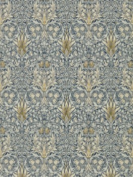 Tapete grafische Blumen und Blätter blau DCMW216812