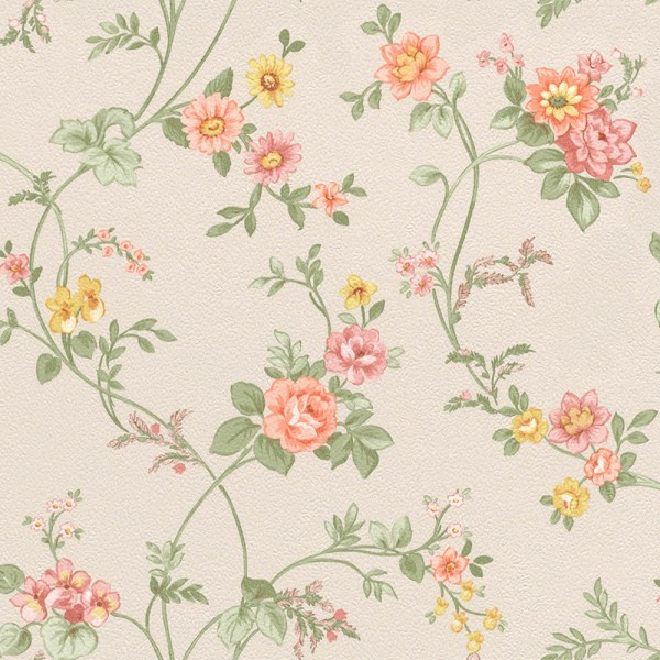 Tapete Landhaus Blumenranken Blüten Rosen Sandbeige 288345 _L4