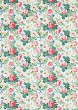 Rosenstrauß Weiß und rosa Papiertapete Sanderson - One Sixty DVIN214606