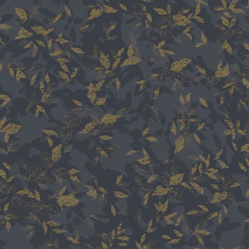 Schwarze Vliestapete Blattmuster Texdecor JDSP85209303