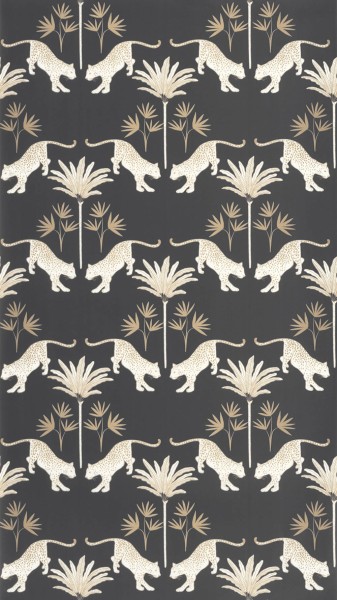 Palmen Leoparden schwarz Vliestapete Caselio - Moonlight 2 Texdecor MLGT104279237