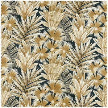 überlappendes Blattmuster schwarz Dekostoff Sanderson Harlequin - Colour 1 HTEF121002