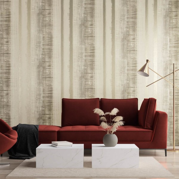 Vertikales und horizontales Streifenmuster Vlies beige und gold Adonea Hohenberger 64324-HTM