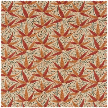 Dekostoff Bambusblätter und kleine Blumen creme DCMF226720