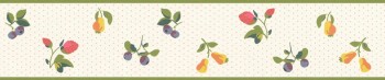 Bordüre Obst Birnen Erdbeeren Landhaus beige grün 288581
