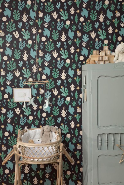 Black green non-woven wallpaper artistic look Caselio - Imagination IMG102177192