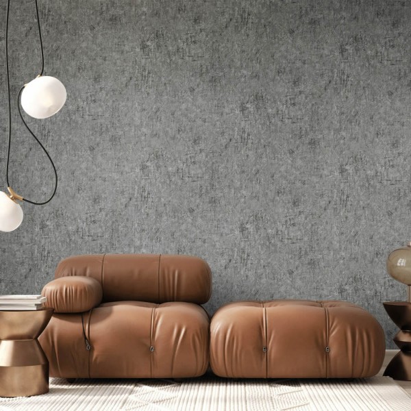 Plaster-like look, non-woven wallpaper anthracite Divino Hohenberger 65302-HTM