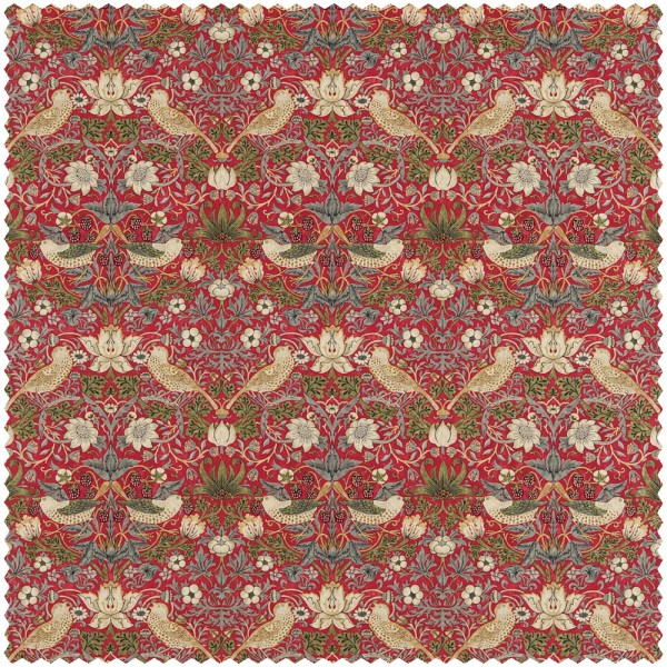 Dekostoff Vogelmotiv und Ornamente rot DCMF226693
