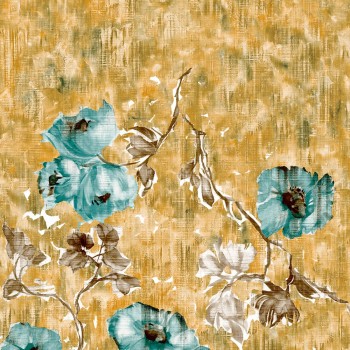 Ocher flower tendrils mural Julie Feels Home Hohenberger 26962-HTM
