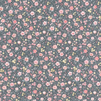 Tapete Blümchen Blumenwiese pastellfarben Blau Rosa 288390