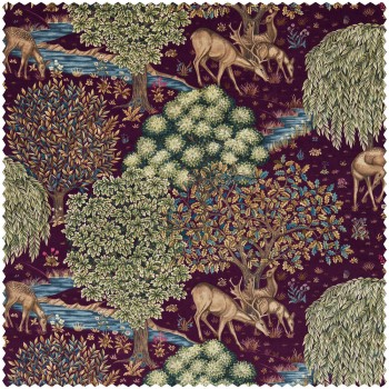 Dekostoff üppige Bäume und Tiere natürlich violet DCMF226699