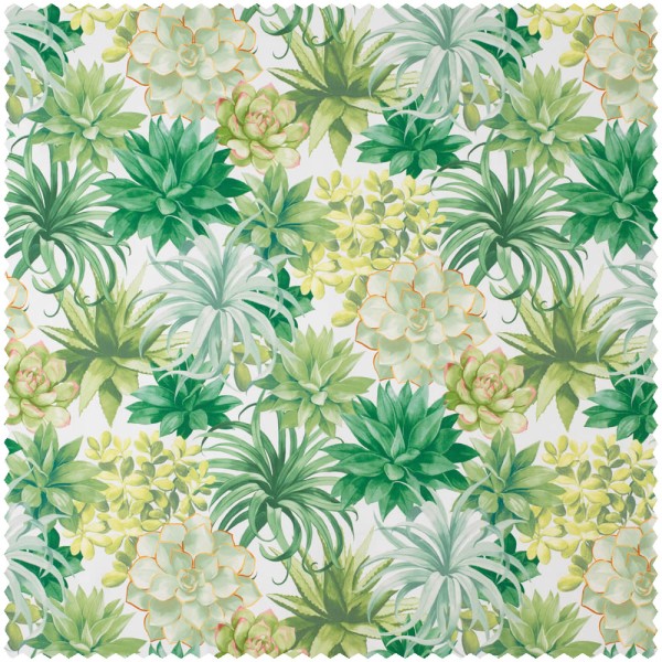 Weiß und grüner Dekostoff Blumen und Blätter Casadeco - Botanica BOTA86117479
