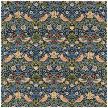 Dekostoff Blumenornamente und Vögel blau DCMF226685