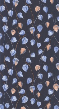 Berries and branchesdark blue non-woven wallpaper Casadeco - Ginkgo Texdecor GINK86216532